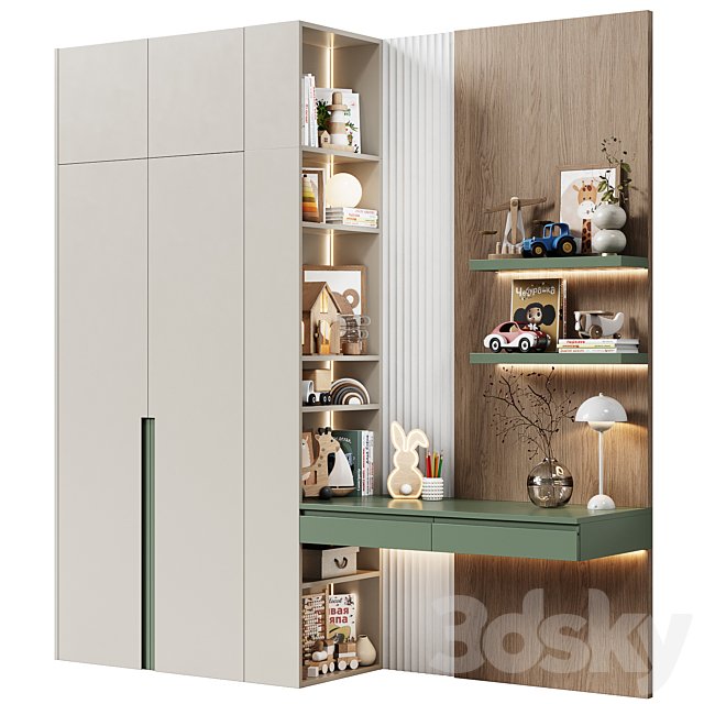 Modern modular children's wardrobe with desk 21