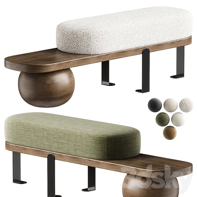 Solid Color Modern Upholstered Entryway Bench with White Cushion