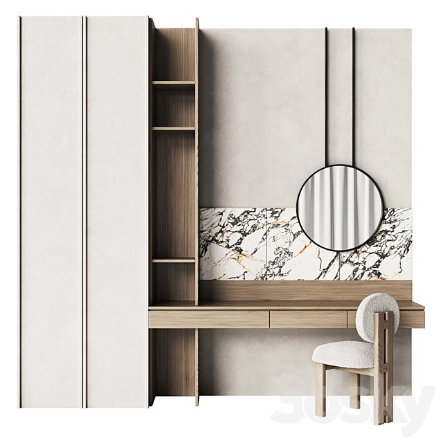 Dressing table with marble trim
