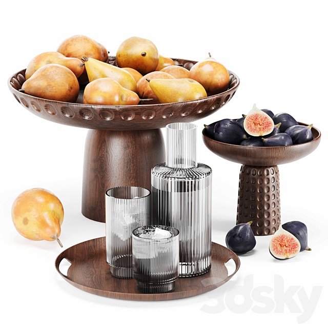 fruit set pear figs water