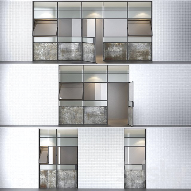 SET 4 Steel doors wired glass wireglass