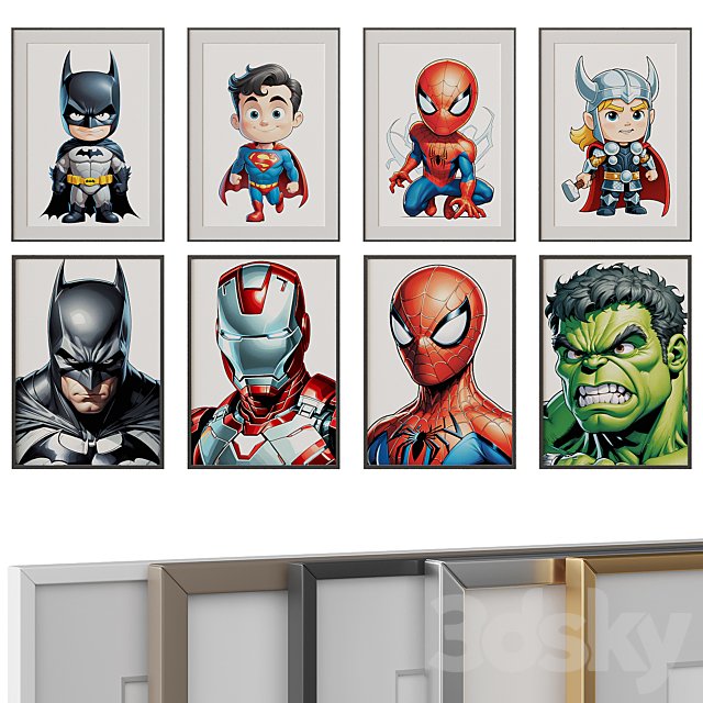 Pictures for children's room "Superheroes"