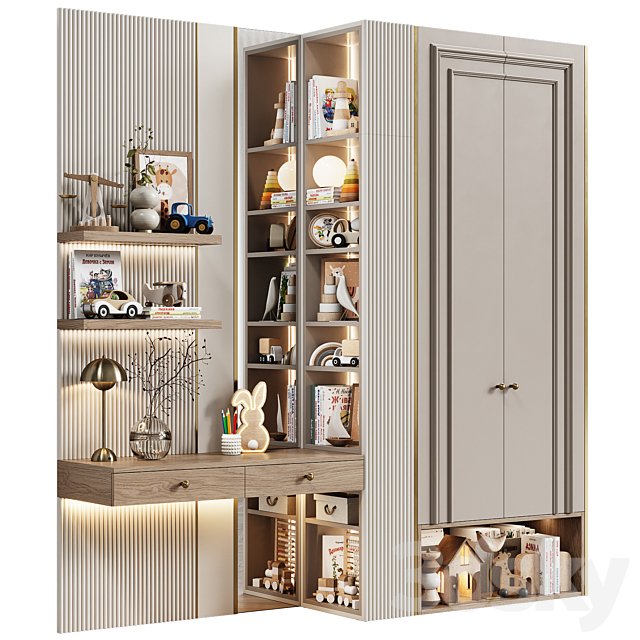 Children's modular wardrobe with desk neoclassic 22