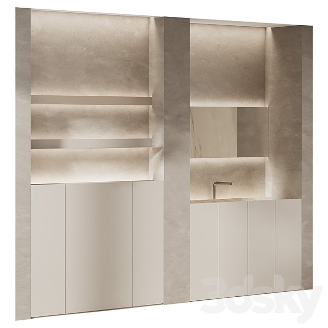 Bathroom furniture with hidden lighting