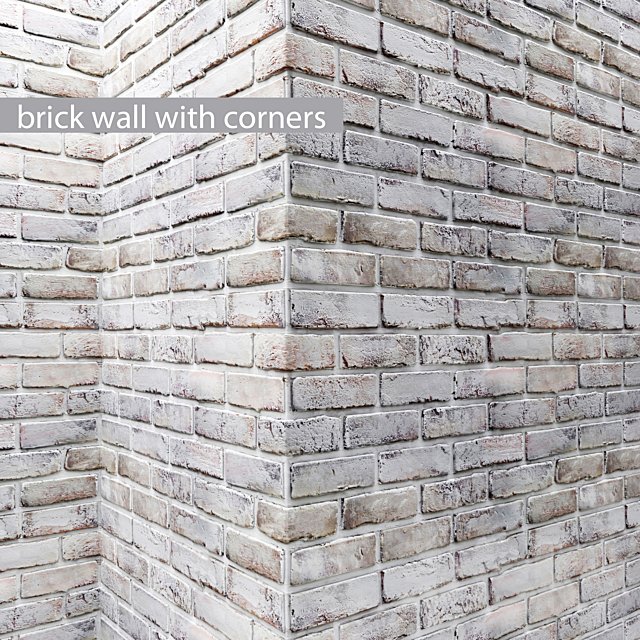 Brick wall with corners, Masonry, brick, loft, decorative, panel, wall, corner, whitewashed brick, white