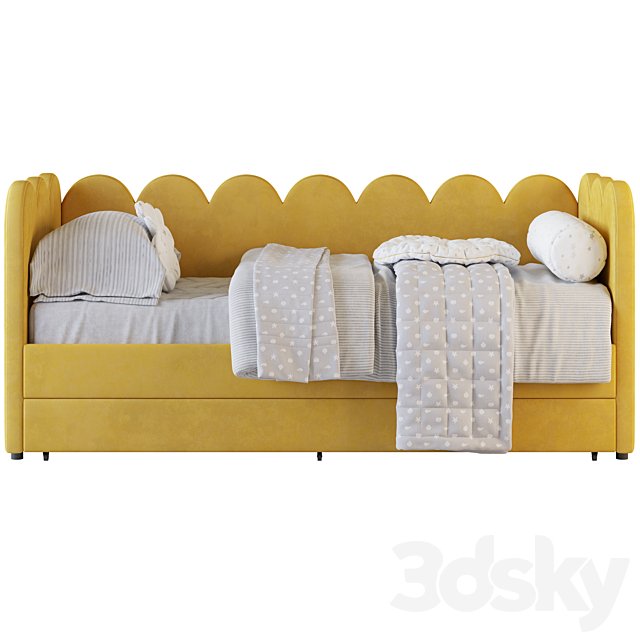Children's bed Tabby 90 Velvet Yellow