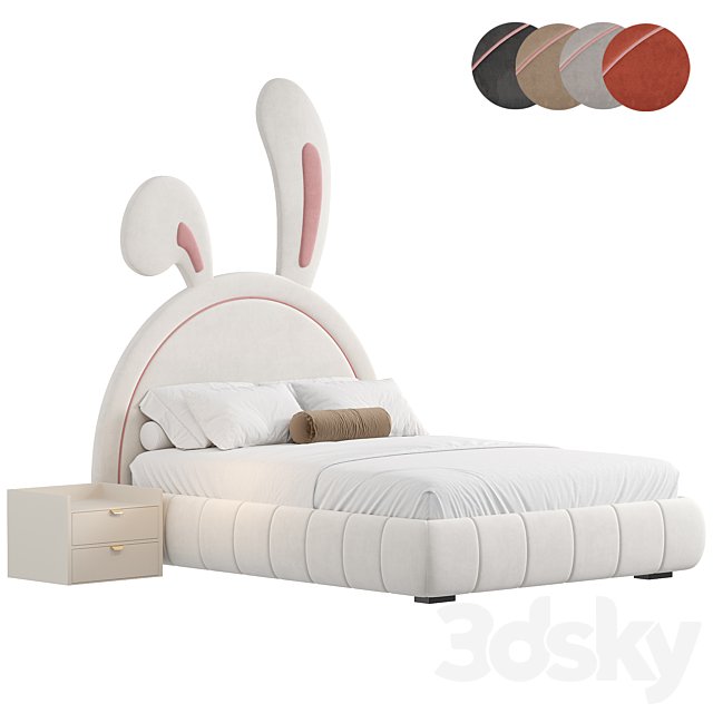 Nettie Microfiber Leather Rabbit Shaped Bed Frame