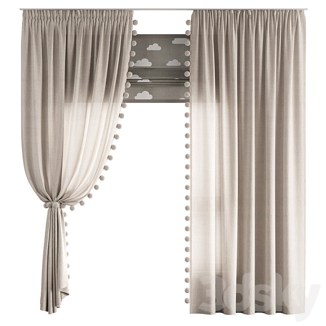 Curtains for the nursery ZS01 with pompoms