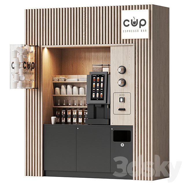 Coffee vending machine. Coffee to go. Self-service coffee shop. Vendor point 2