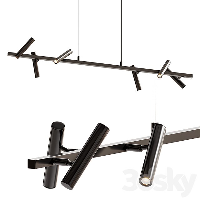 Elongated black leeds long mj chandelier