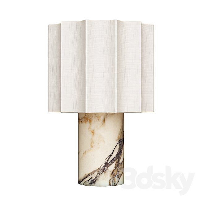 Valli - Viola Calacatta marble and linen rechargeable table lamp
