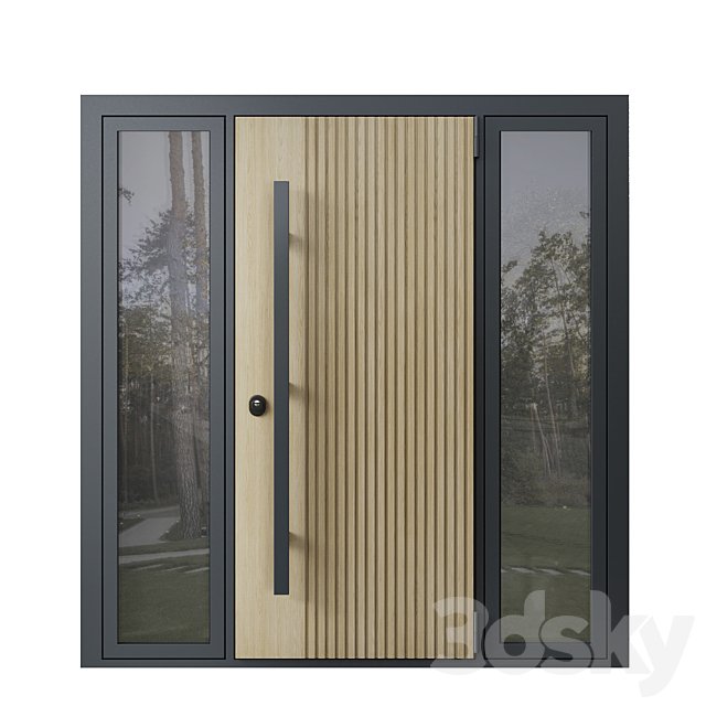 Entrance door with transoms to cottage 03