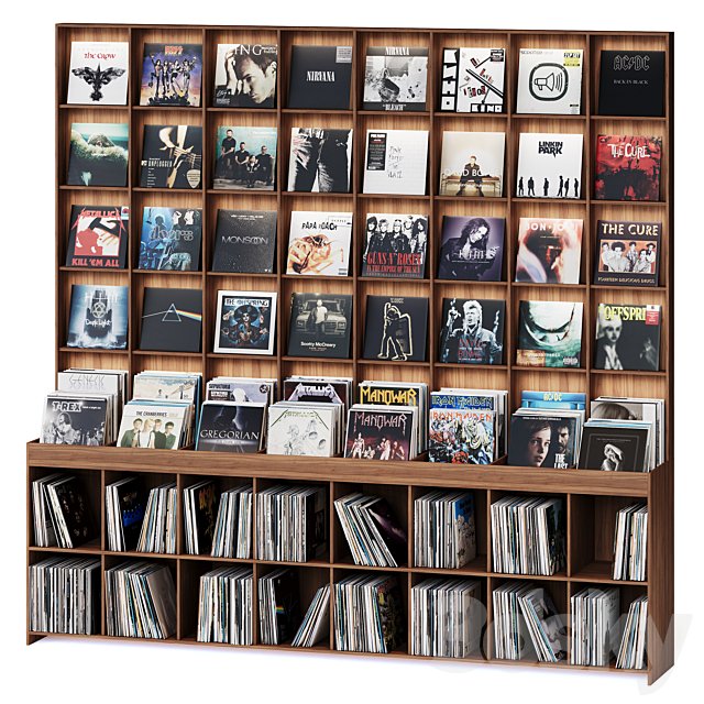 Rack with vinyl records for home or store