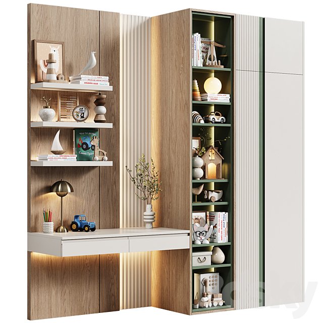 Children's modular wardrobe with desk modern 23