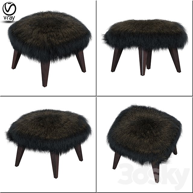 OTTO TIBETAN FUR CUBE OTTOMAN