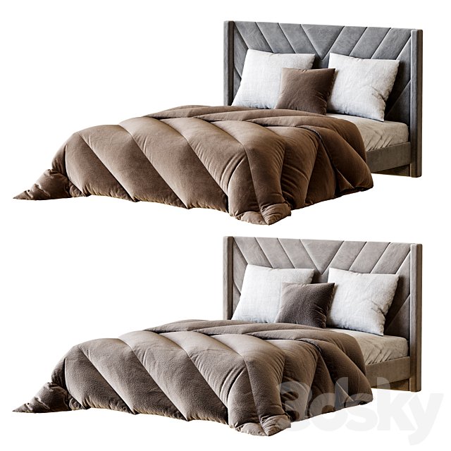 Easyfashion Modern Upholstered Platform Queen Bed with Slat Support Light Gray