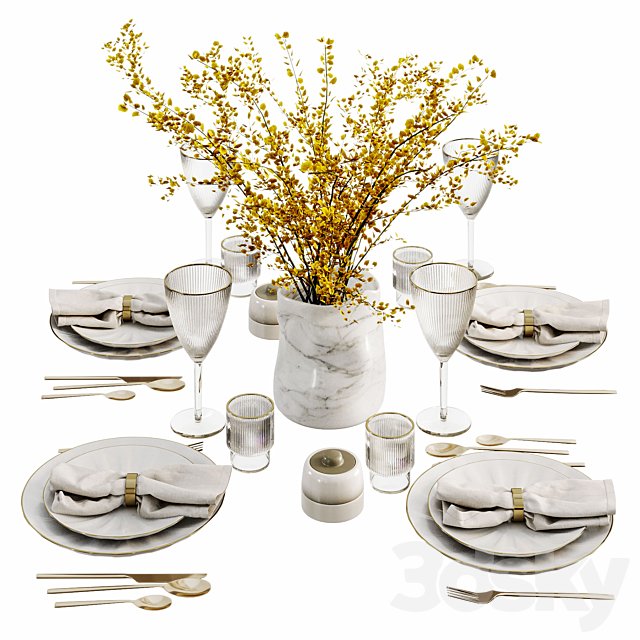 Table setting with bouquet