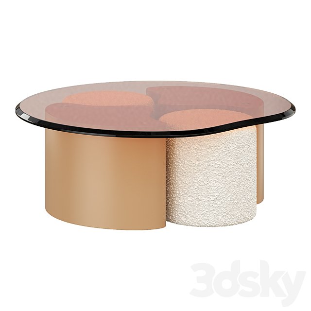 Set of a coffee table and two poufs Poglio