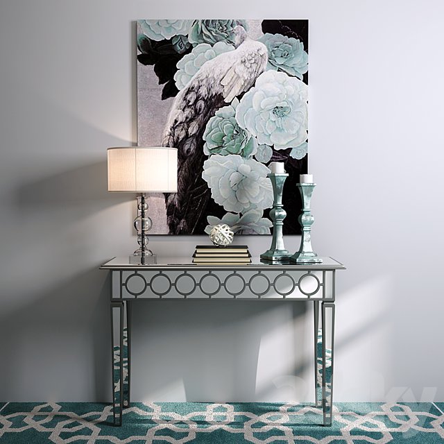 Mirror console with lamp