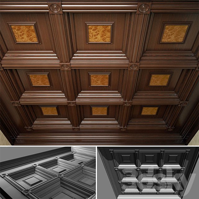 Wooden coffered ceiling in Victorian style