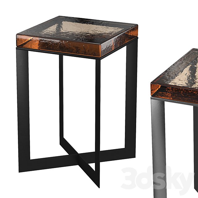 Lennie Amber Cast Glass End Table