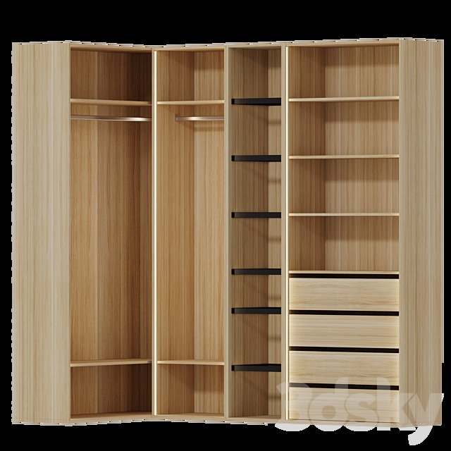 Wardrobe system without facades ELEMENTIS №5