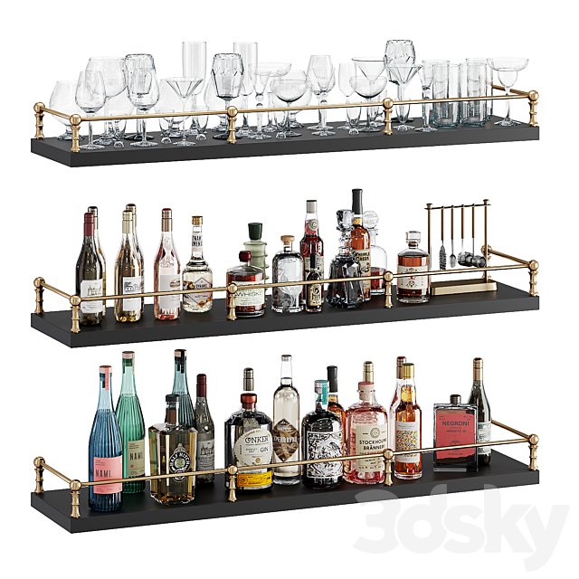 Bar shelves with bottles and glasses