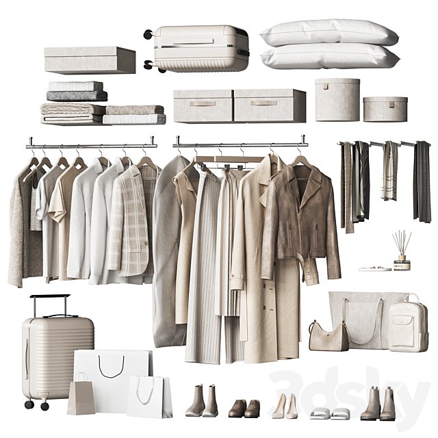 A set of clothes and accessories to fill a wardrobe or store and showroom