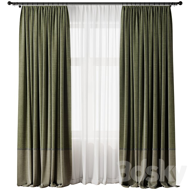 Curtain with rod 19 Green curtain HBH