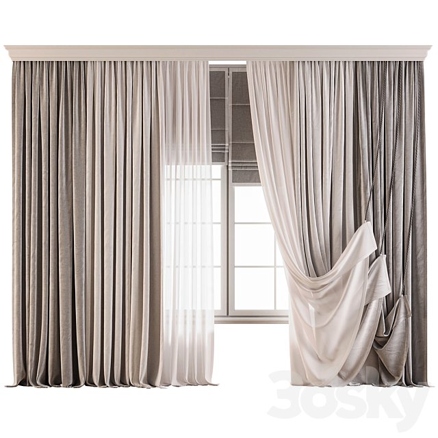 Curtain set with sheer and pleated drapes 67