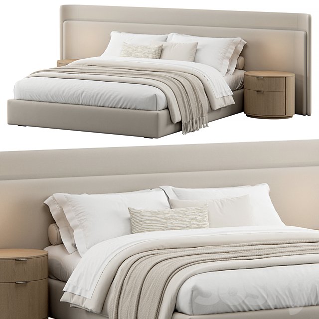 Contemporary Upholstered Rounded Headboard Bed