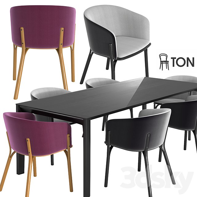 Ton armchair split, table trapez
