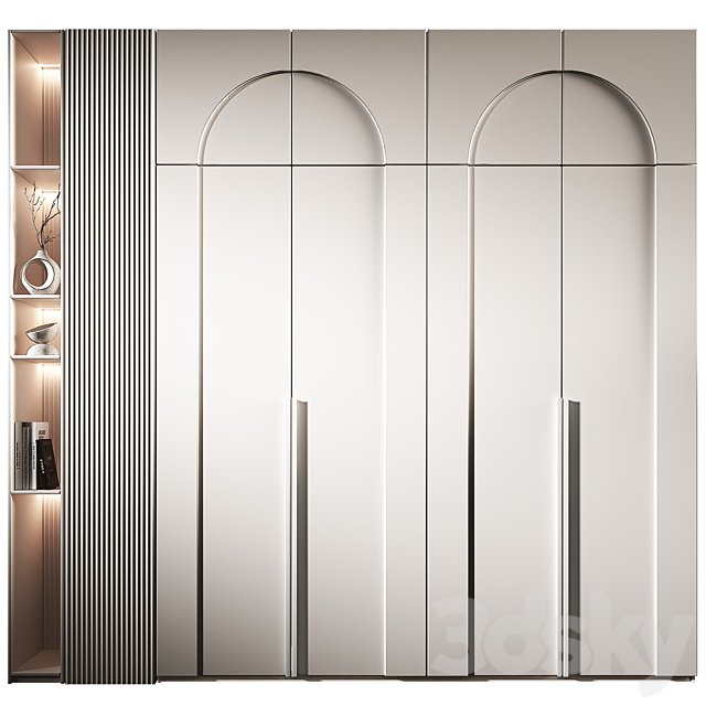 Cabinet furniture. Minimal White Modern Wardrobe set 6