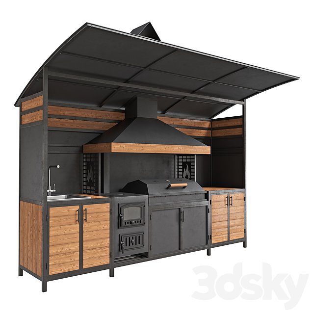 Barbecue complex in loft style