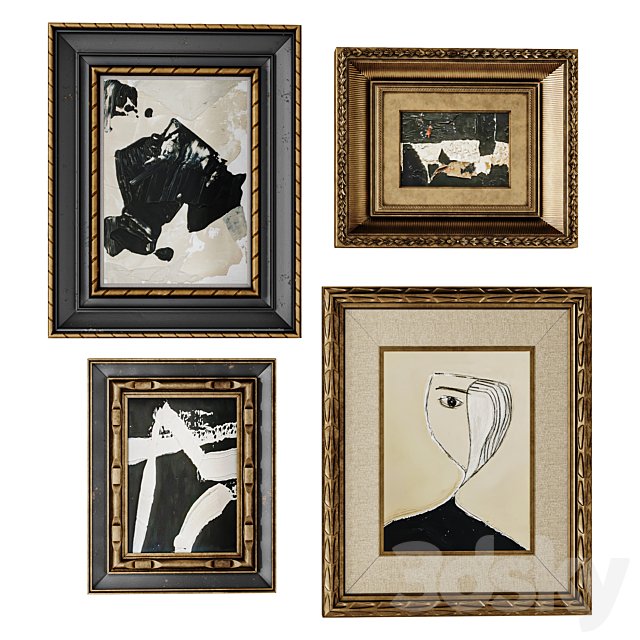 Abstract art in carved frames