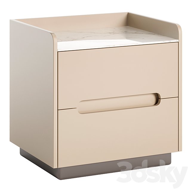 Modern Wood Nightstand with 2 Drawers and Stone Countertop for Small Spaces