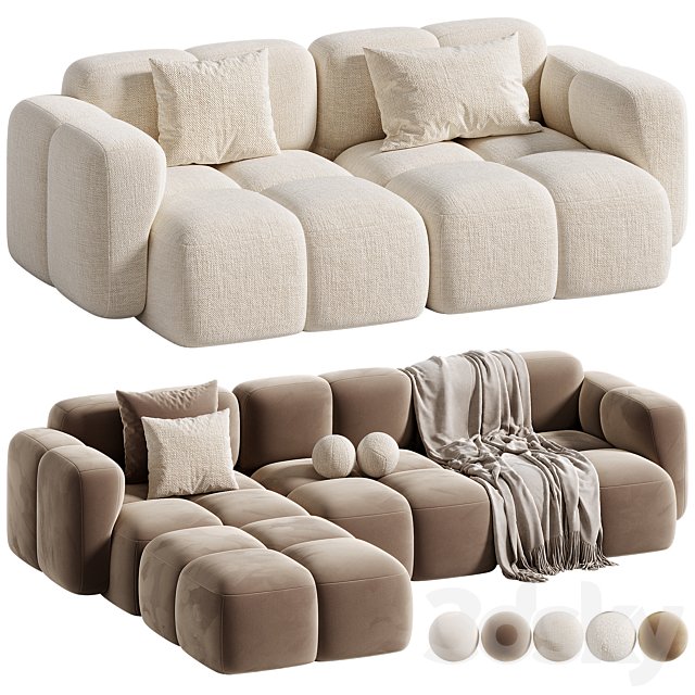 Modular corner sofa Teddy Boucle