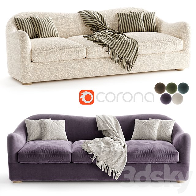 Bacio Cream Boucle Sofa with Bleached Oak Legs