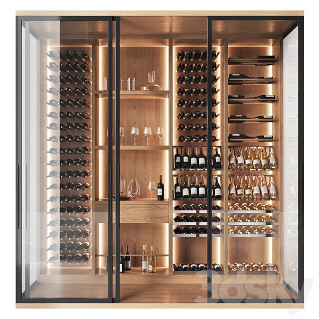 Wine cabinet for a wine library in a restaurant and home
