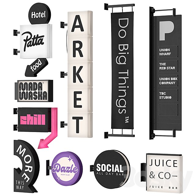Set of 10 facade console signs