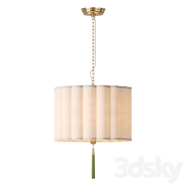 Chandelier with fabric shade and green tassel Green Tassel