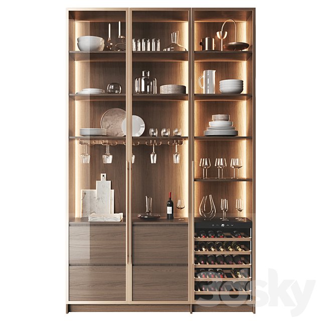 Glass cabinet with wine cooler 2