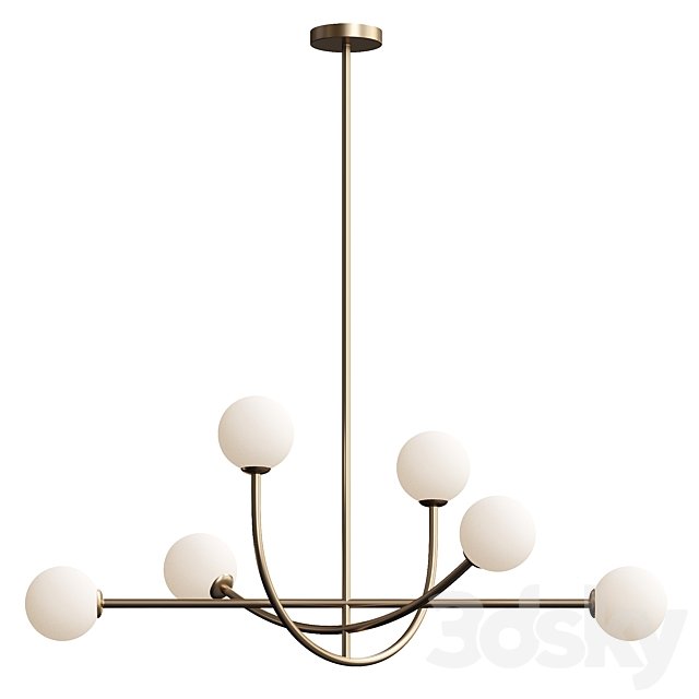 Perry - 6 light aged brass and opal pendant