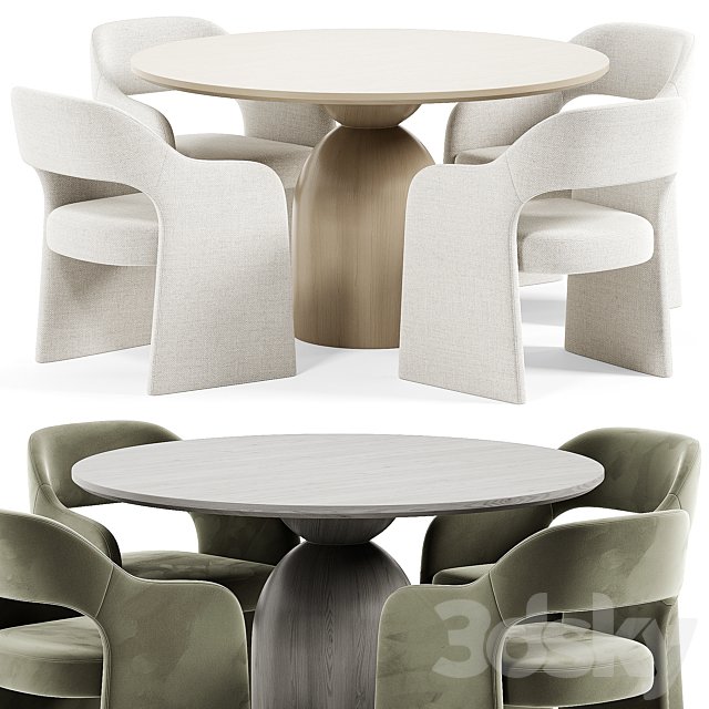 Fintan Boucle Dining Chair, Round Dining Table