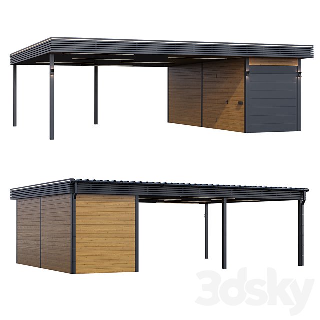 Carport with utility block