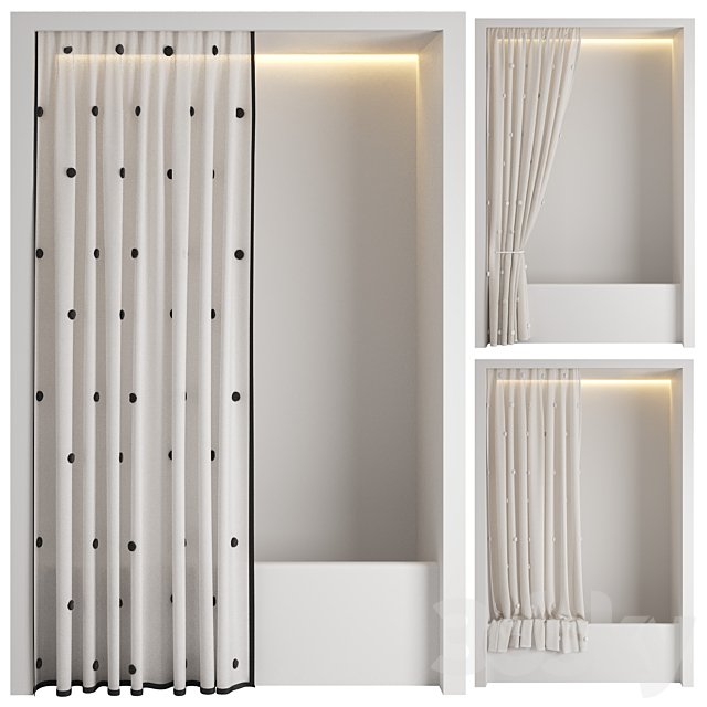 Shower curtain with piping and pompoms