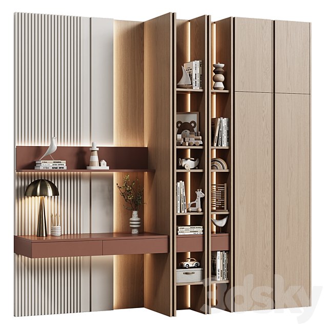 Children's modular wardrobe with desk modern 35