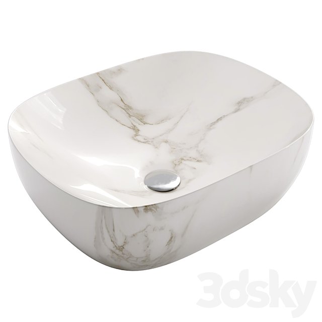 Oval ceramic sink with marble effect, Mabel