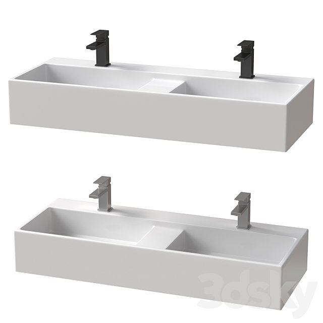 Arezzo Double Bowl Wall Mounted Basin