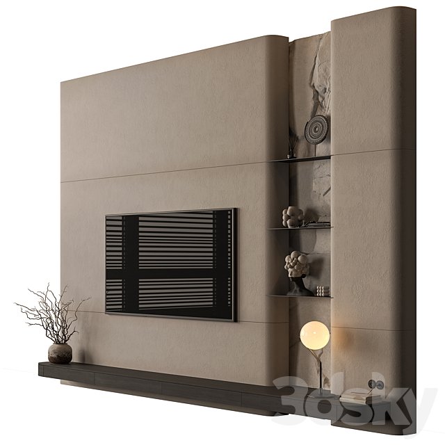 TV Wall Black and Beige - Set 263
